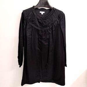 Classic Black Satin Tunic Coat by Vera Wang